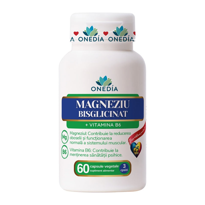 magneziu bisglicinat+vitamina b6 60cps vegetale - Onedia