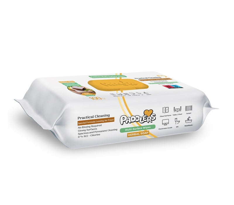 Servetele umede multisuprafete cu bicarbonat si otet, Herbal Soap, 100 buc – Paddlers