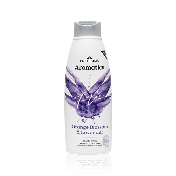 Gel dus 100% vegan free+orange blossom&lavender 600ml - Papoutsanis