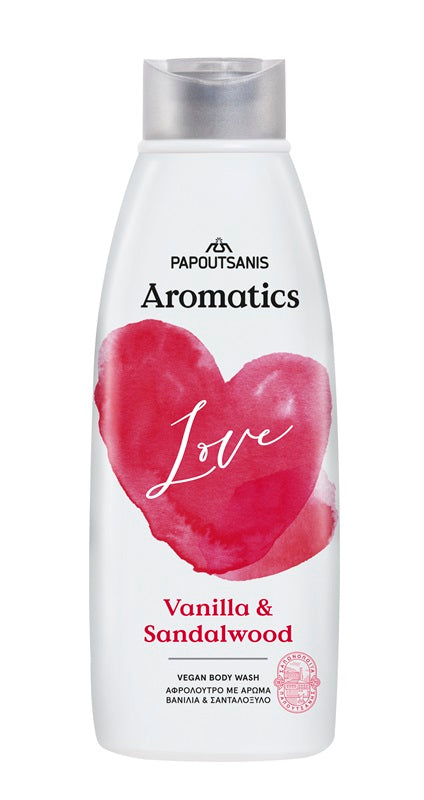 Gel dus 100%  vegan love+vanilla&sandalwood 600ml - Papoutsanis