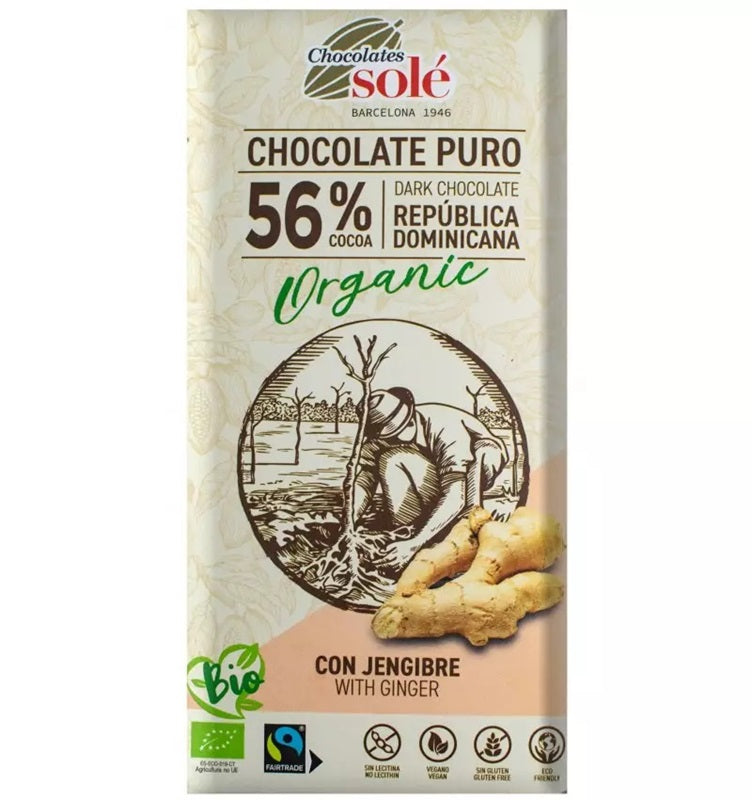 Ciocolata neagra 56%cacao cu ghimbir eco 100gr - Pronat