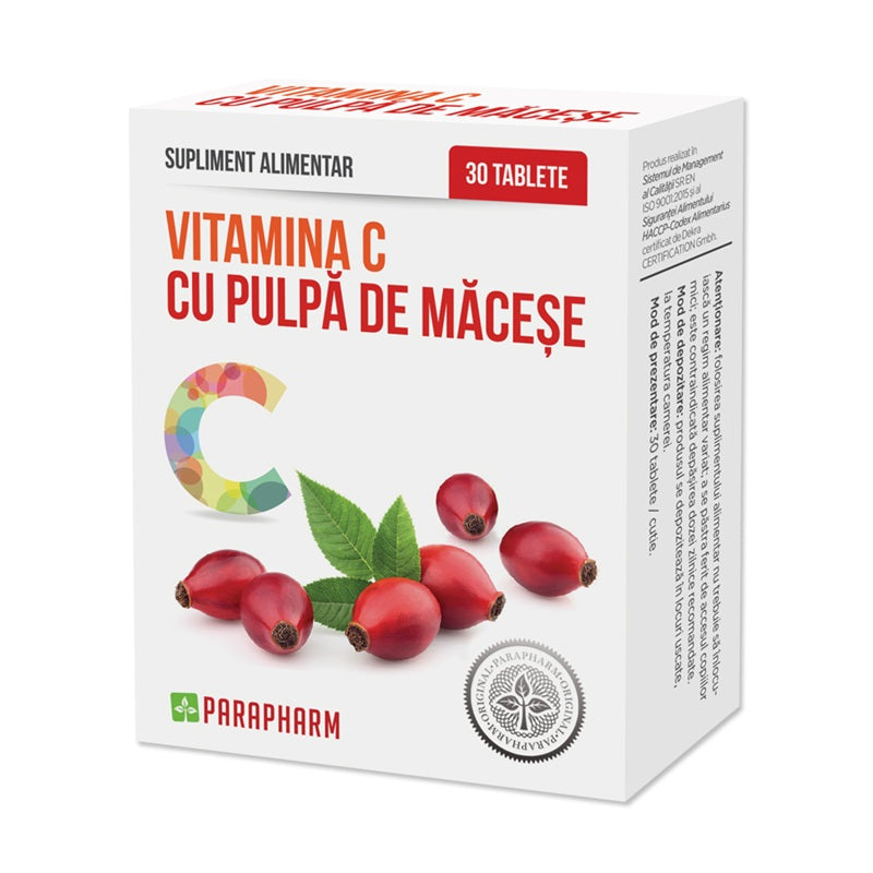 Vitamina c+pulpa macese 30cps - Quantum Pharm