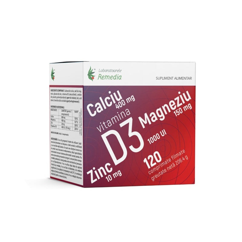 Ca+mg+zn+vitamina d3 120cpr - Remedia
