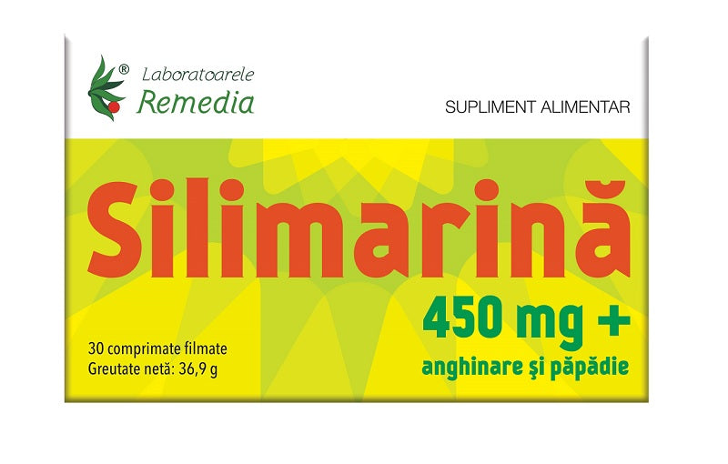 Silimarina 450mg anghinare papadie 30cpr filmate - Remedia