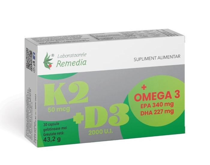 K2+d3+omega 3 30cps gelatinoase moi - Remedia
