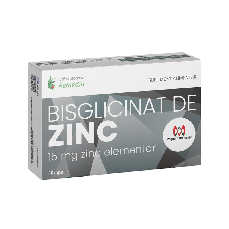 Bisglicinat de zinc 15mg zinc elementar 30cps - Remedia