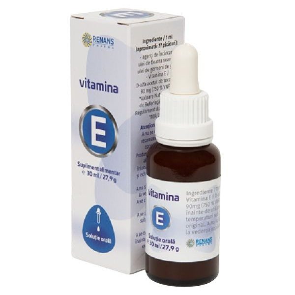 Vitamina E picături (30 ml) – Renans Pharma - Protecție antioxidantă, în doze precise