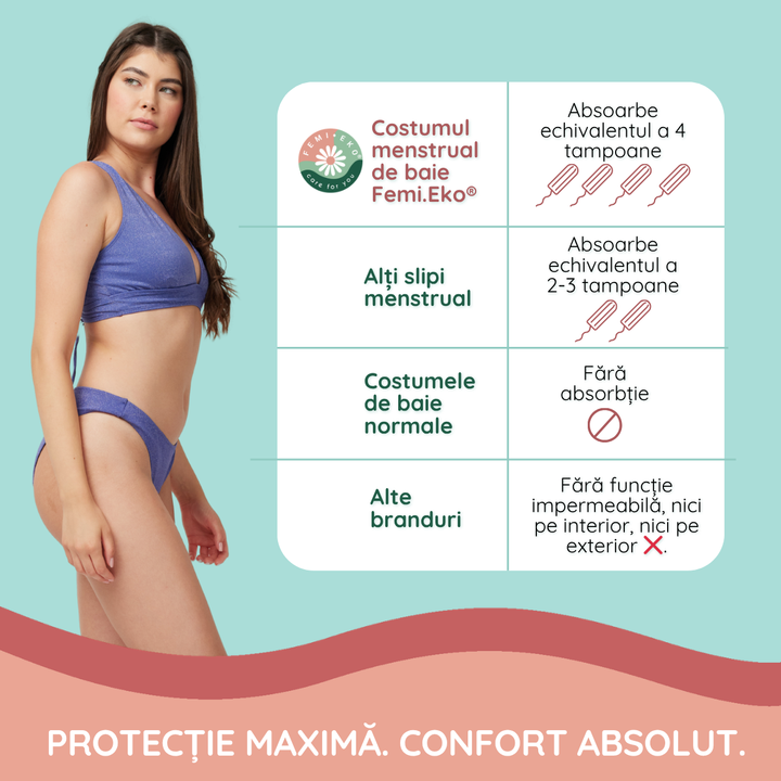 Slip menstrual protectie UV30+ absorbtie moderata Galaxy violet - FemiEko
