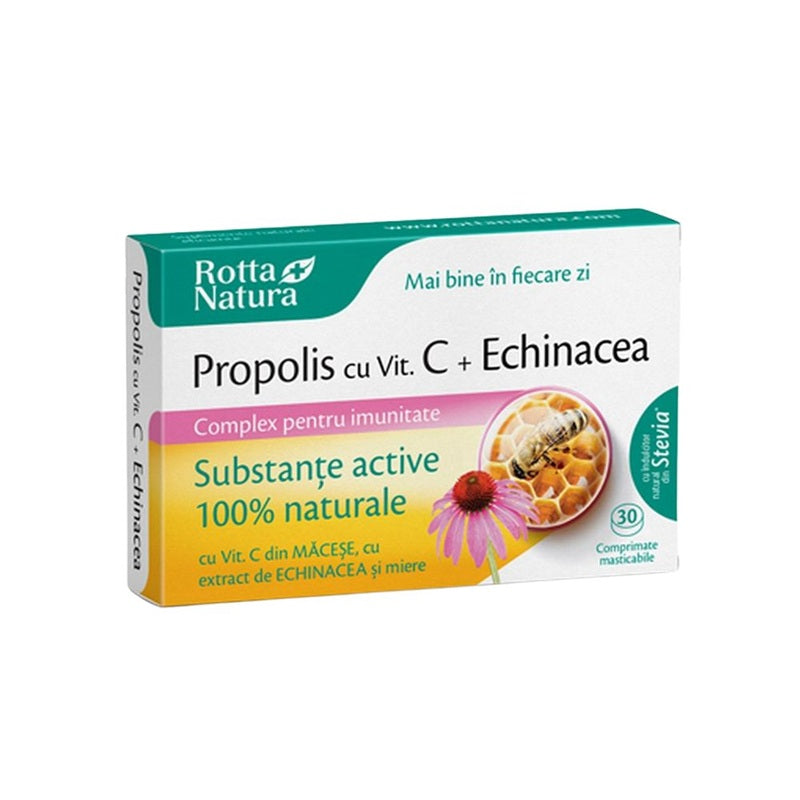 Propolis+vit. c nat.+echinacea+miere 30cpr masticabile - Rotta Natura