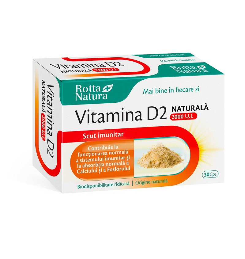 Vitamina d2 naturala 2000ui 30cps - Rotta Natura
