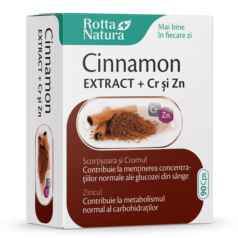 Cinnamon extract + Crom si Zinc, 90 cps-ROTT.00236