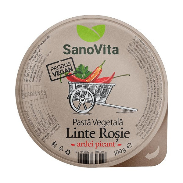 Pasta vegetala linte rosie&ardei picant100gr - Sano Vita