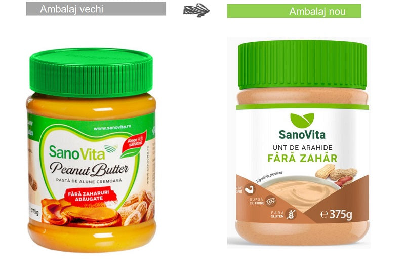 Unt de arahide fara zahar 375gr - Sano Vita