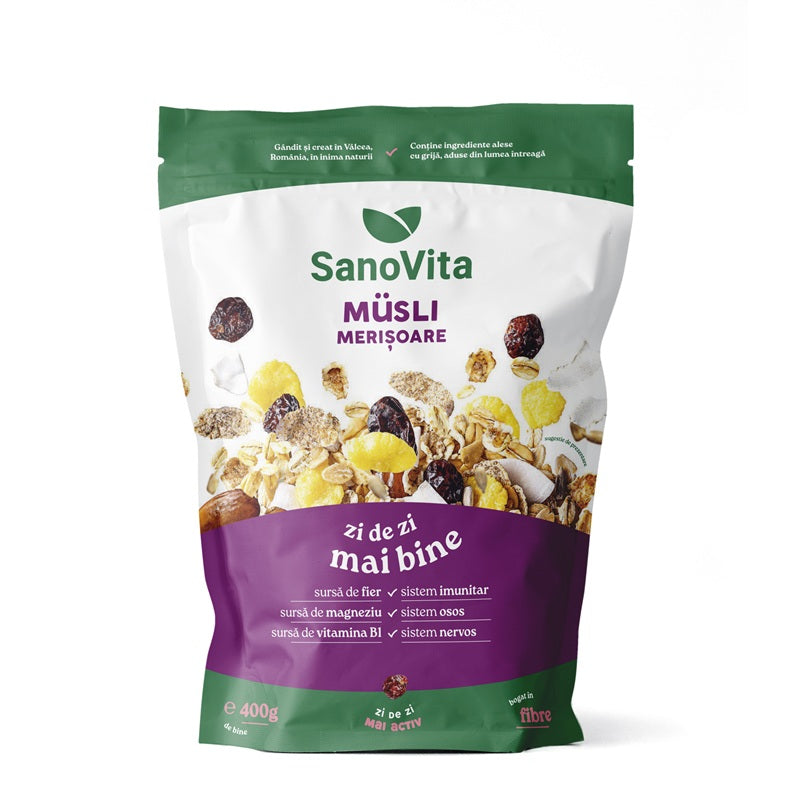 Musli cu merisoare 400gr zipper - Sano Vita