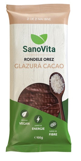 Rondele orez cu glazura cacao 66gr - Sano Vita