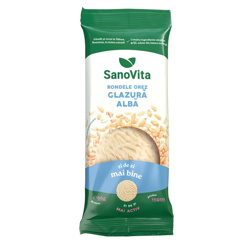 Rondele orez cu glazura alba 66gr - Sano Vita