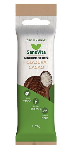 Mini rondele de orez cu glazura cacao, 24 gr-SANO.00268