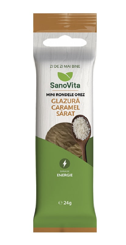 Mini rondele din orez cu glazura caramel sarat 24gr - Sano Vita