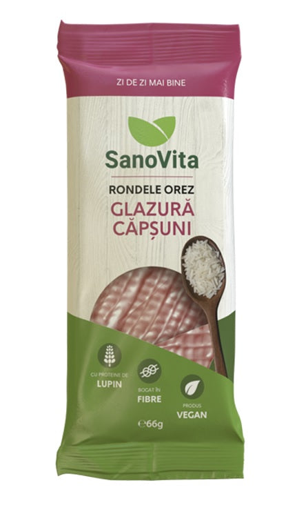 Rondele orez cu glazura capsuni 66gr - Sano Vita