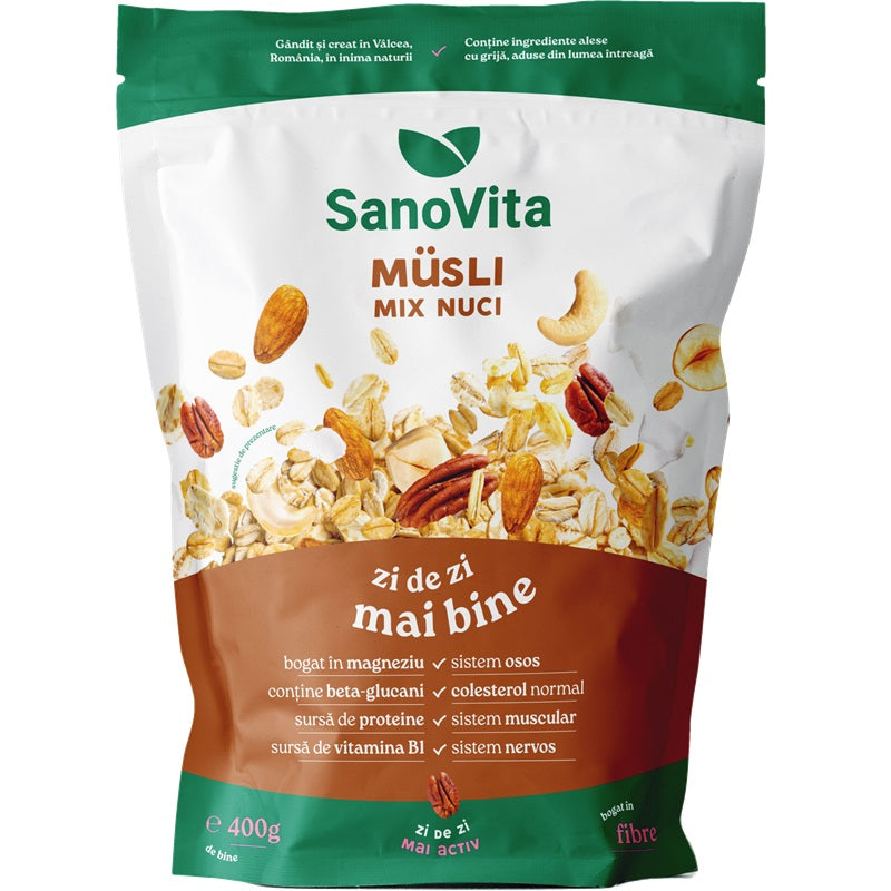Musli cu mix nuci 400gr zipper - Sano Vita