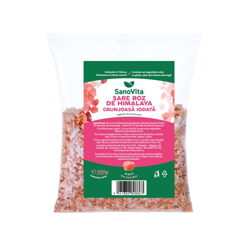 Sare roz himalaya grunjoasa iodata 500gr - Sano Vita