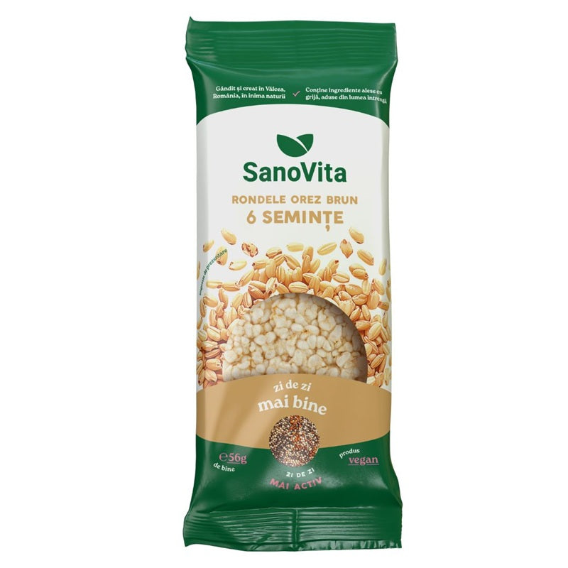 Rondele orez brun cu 6 seminte 56gr - Sano Vita