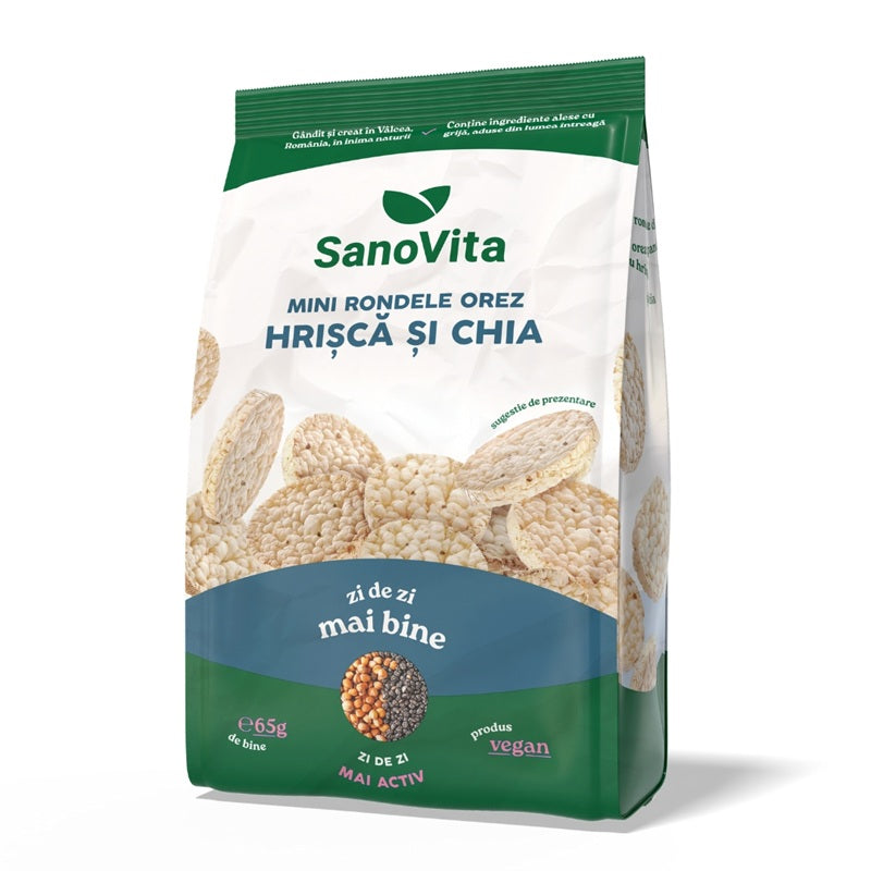 Mini rondele orez cu hrisca si chia 65gr - Sano Vita