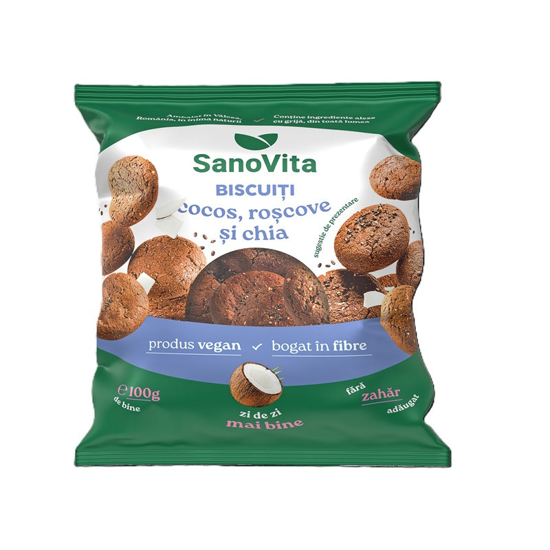 Biscuiti cocos roscove si chia 100gr - Sano Vita