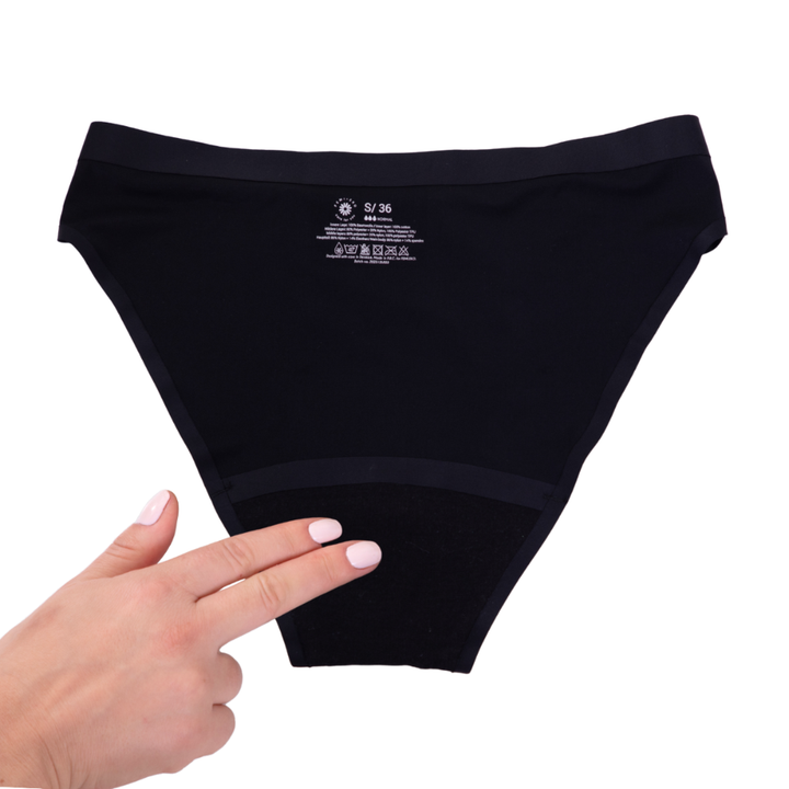 Chiloti menstruali absorbtie moderata Seamless negru Low - FemiEko