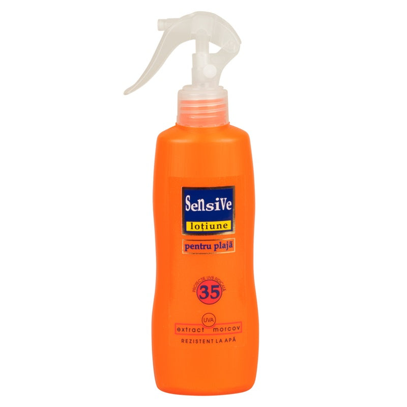 Lotiune solara spray Sensive SPF 35 cu extract de morcov, 250ml - Sensive Plaja