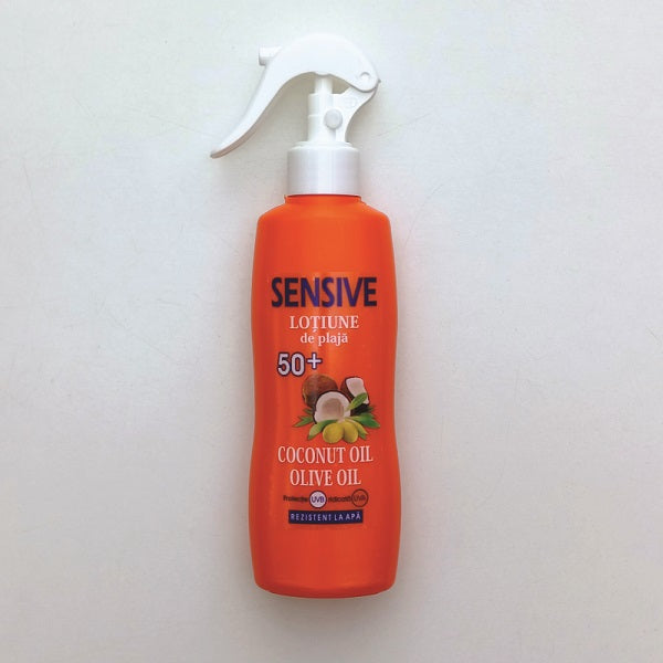 Lotiune solara spray Sensive SPF 50+ cu ulei de cocos si masline, 250ml - Sensive Plaja