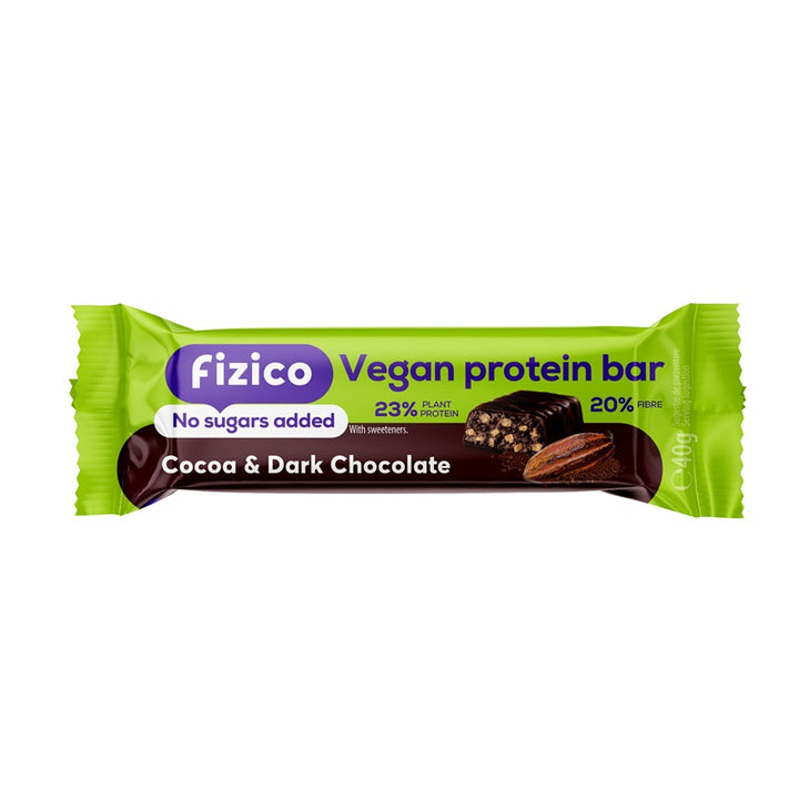 Fizico vegan baton proteic cu cacao si ciocolata amaruie 40gr - Sly Nutritia