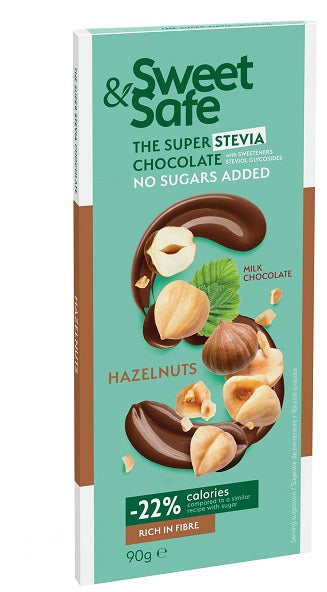 Cioc.lapte&alune cu indulcitor stevie 90gr sweet&safe - Sly Nutritia
