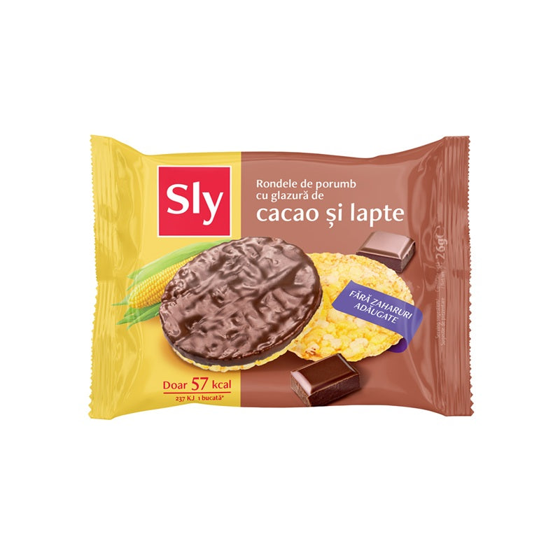 Rondele porumb cu glazura cacao si lapte 26gr - Sly Nutritia