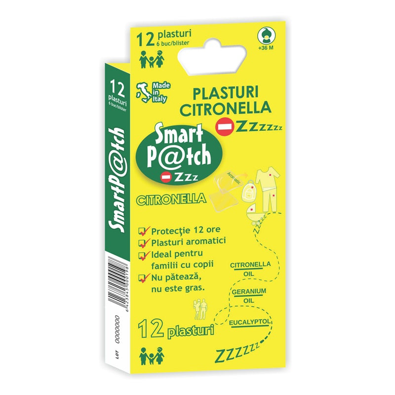 Plasturi aromatici cu citronella anti-tantari, 12 bucati - Smartpatch