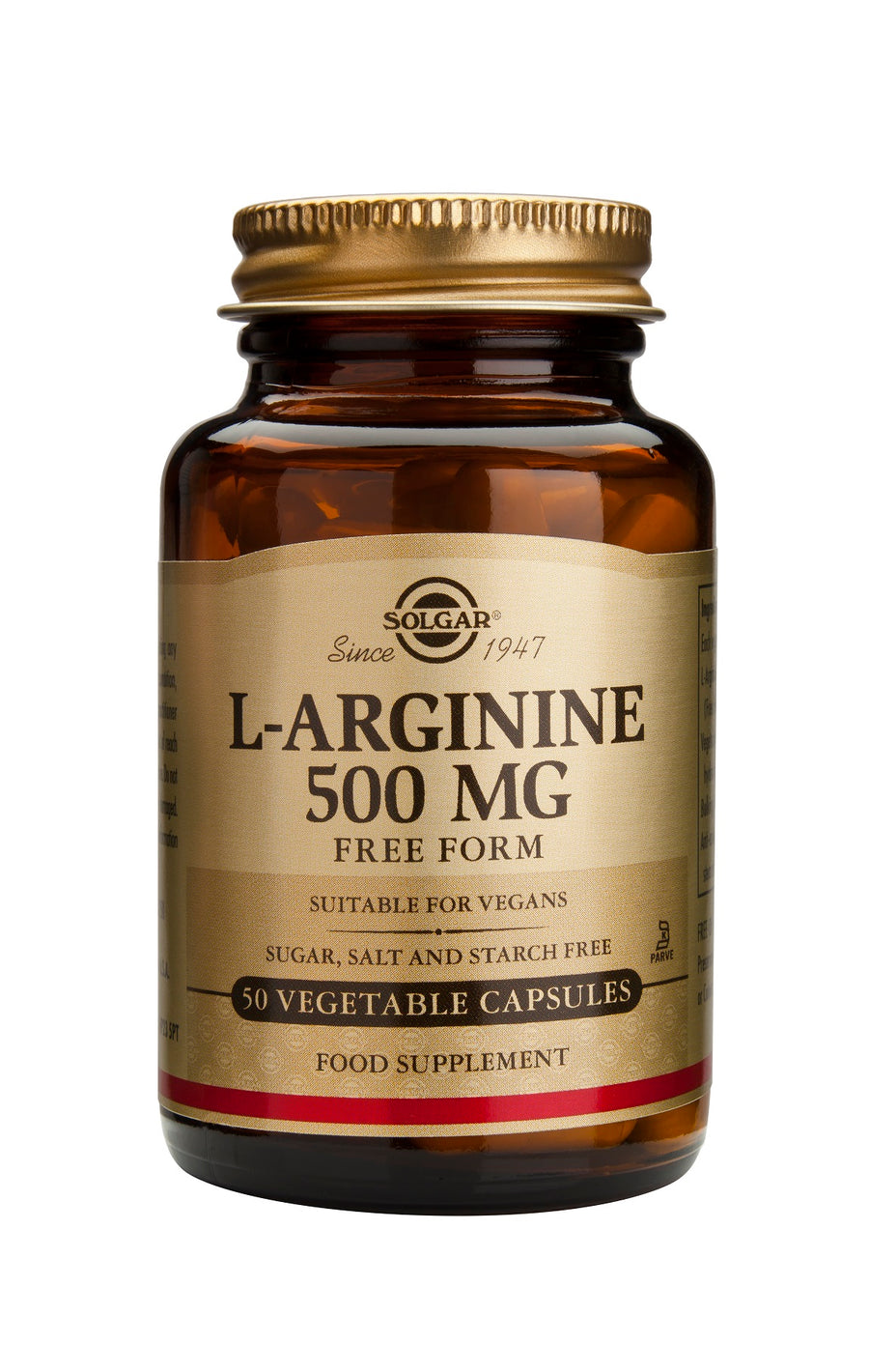 L-Arginine 500 mg, 50 capsule-SOLG.00030