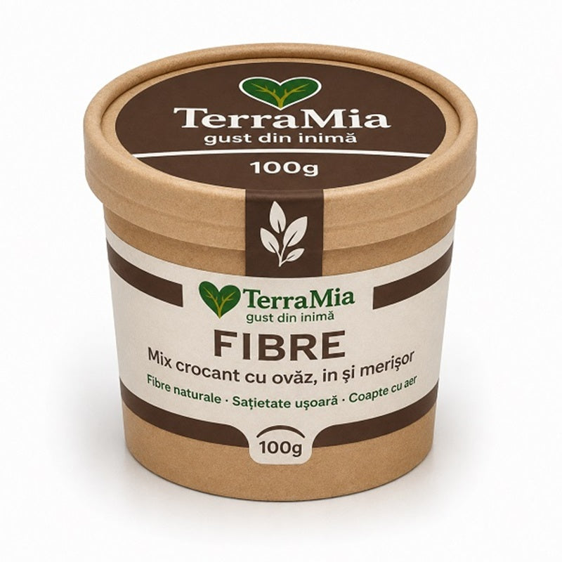 Cereale TerraMia Fibre cu ovaz, in si merisor 100 g - Panero
