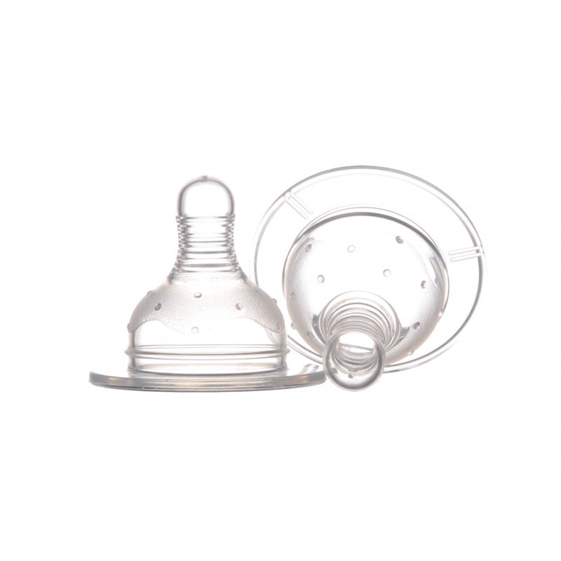 Tetina silicon rotunda debit mediu gat larg +3luni 2buc/set - Vision Trading