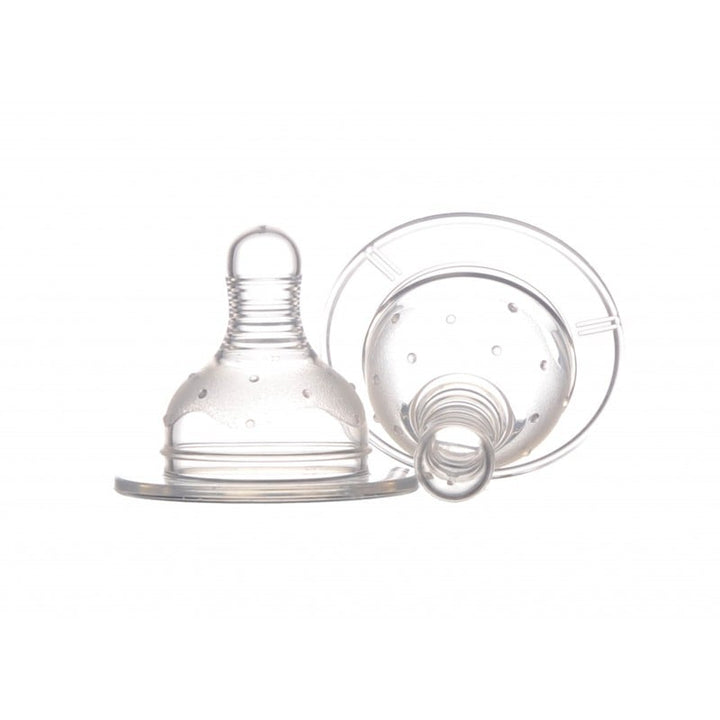 Tetina silicon rotunda debit mediu gat larg +3luni 2buc/set - Vision Trading