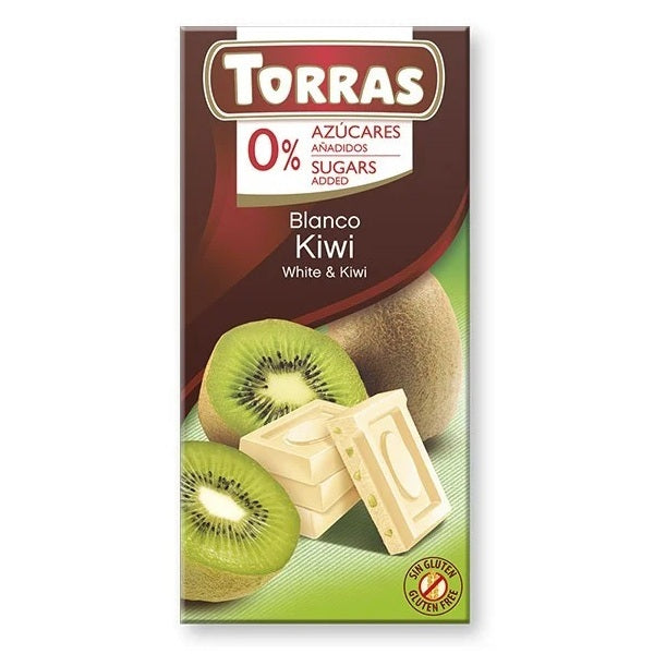 Ciocolata alba cu kiwi 75gr - Torras