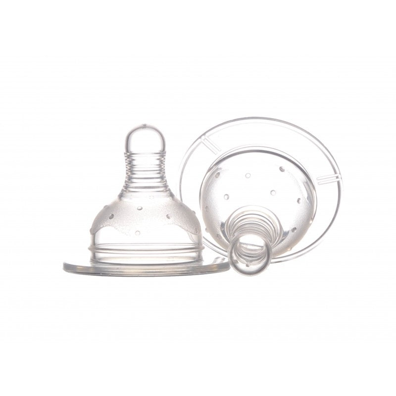 Tetina silicon rotunda debit mediu gat larg +3luni 2buc/set - Vision Trading