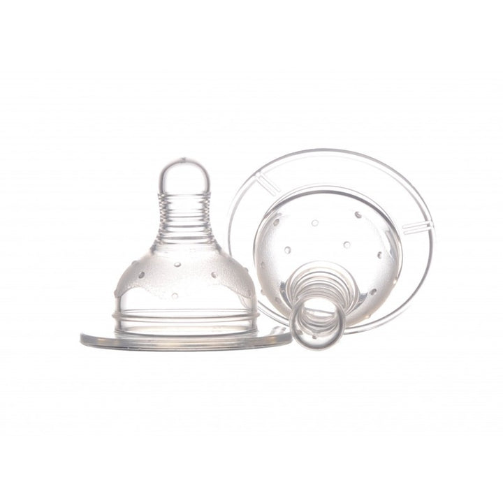 Tetina silicon rotunda debit mediu gat larg +3luni 2buc/set - Vision Trading
