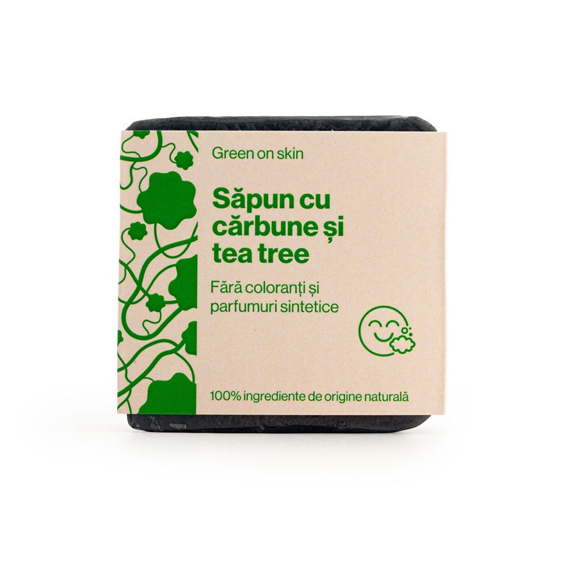 Sapun natural cu carbune si tea tree, 110g - Trio Verde