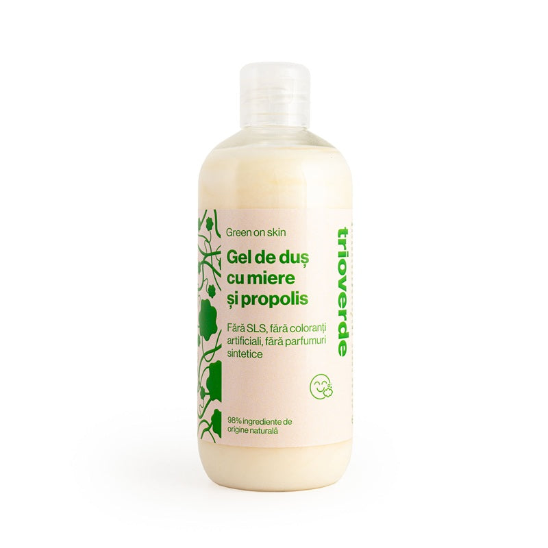 Gel de dus natural cu miere si propolis, 300ml - Trio Verde