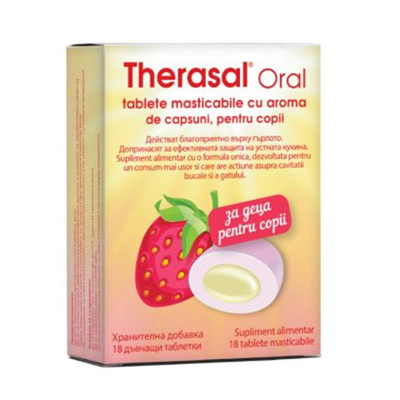 Therasal Oral pentru copii, aroma de capsuni, 18 cps masticabile-VDRA.00001