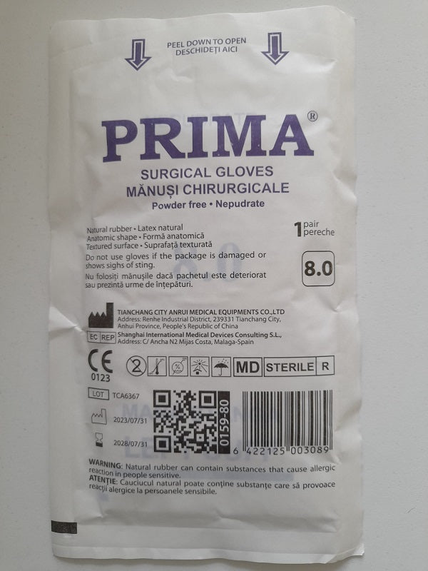 Manusi chirurgicale sterile nepudrate nr 8 (alb) - Vetro Design