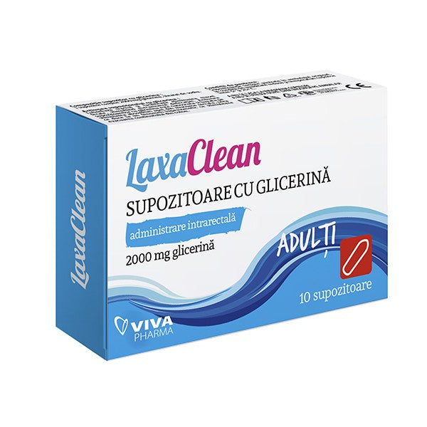 Supozitoare cu glicerina 2000 mg pentru adulti, 10 buc, Laxaclean-VITA.00208