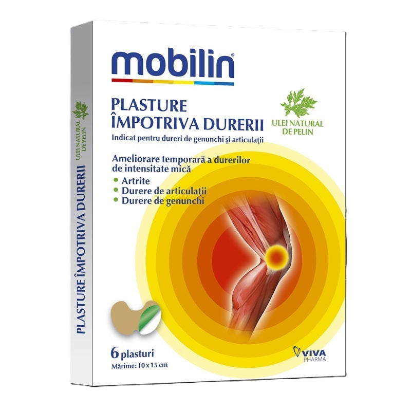 Plasturi impotriva durerii mobilin 10cm*15cm 6buc/cutie - Viva Pharma