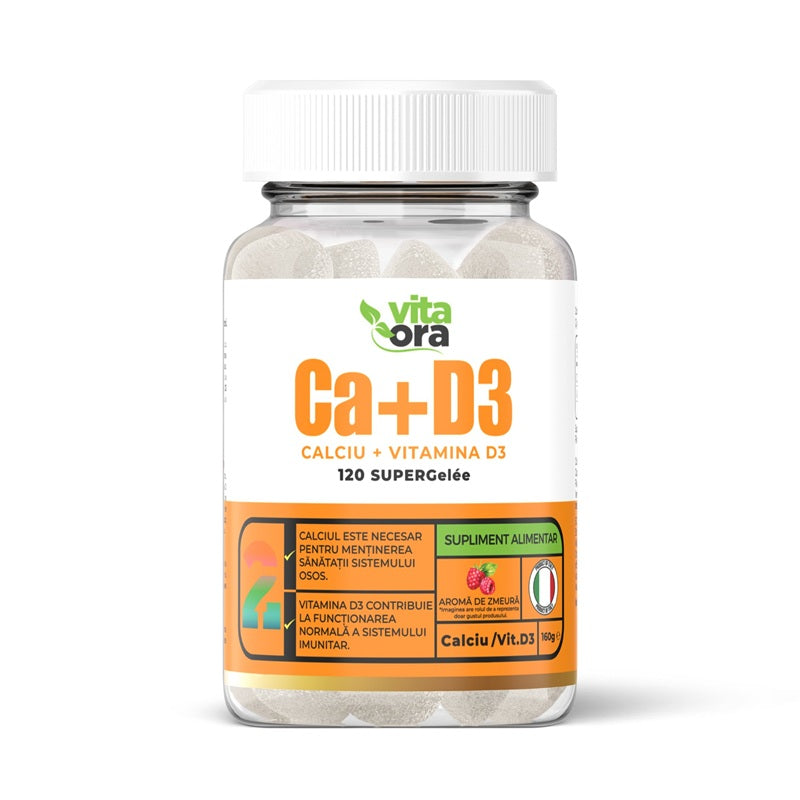 Calciu+vitamina d3 zmeura 120jeleuri - Vita Ora