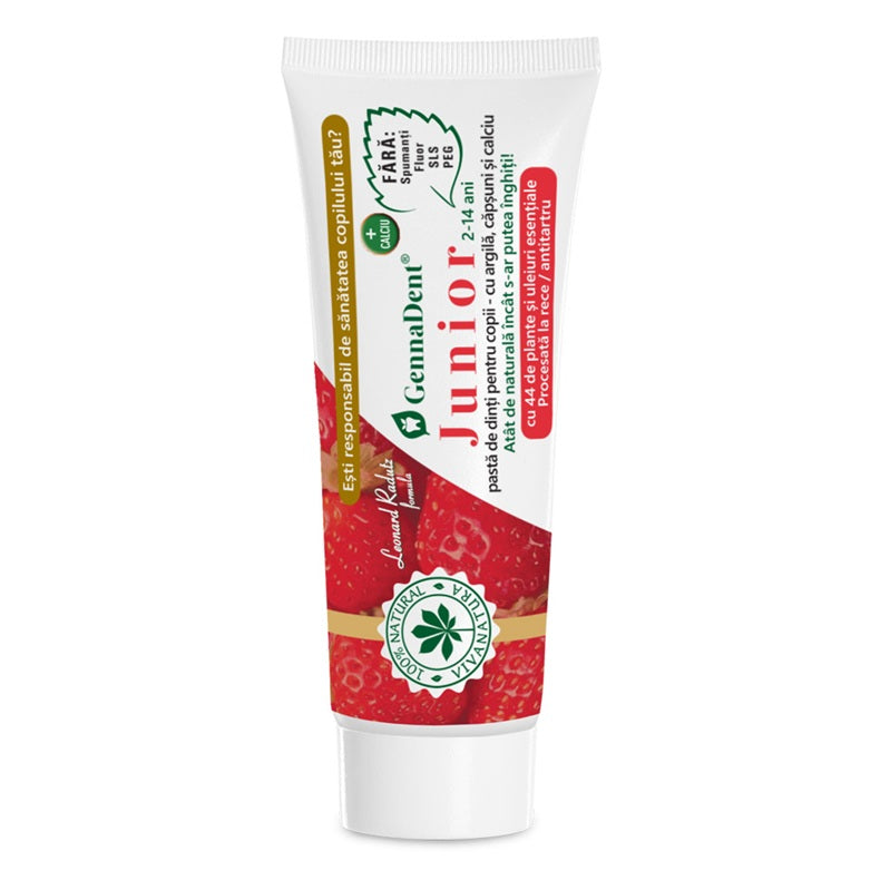 Pasta dinti junior capsuni 2-14ani 20ml - Vivanatura
